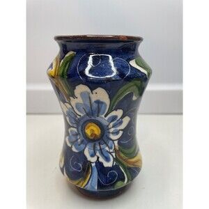 Unique Sicilian Vases Italian maiolica albarello marked Sicily flowers fruits